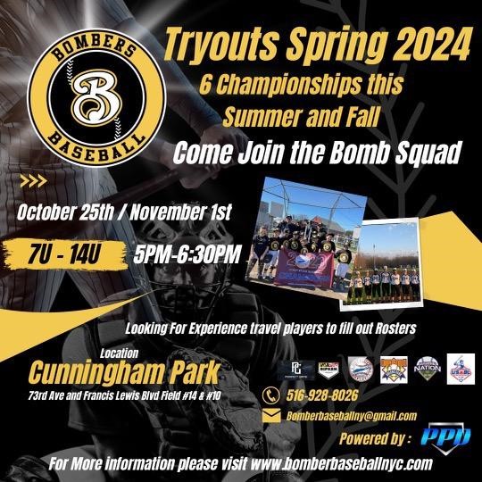 Bombers Tryouts LI Hot Stove Baseball